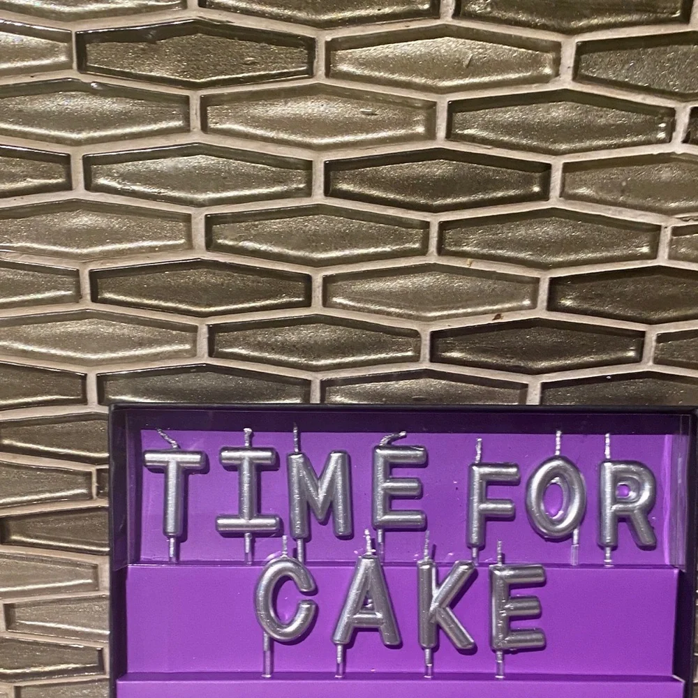 Purple Sign with Silver Letters and decorative cupcake Toppers